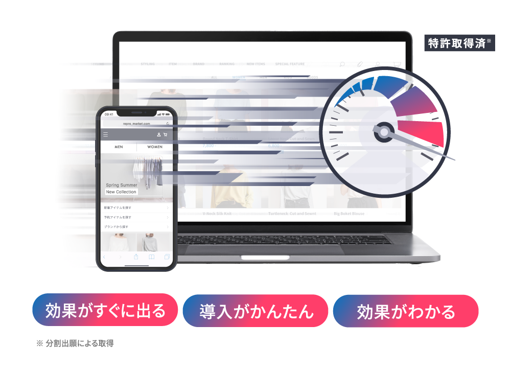 「効果がすぐに出る」「導入がかんたん」「効果がわかる」リプロブースターのイメージ