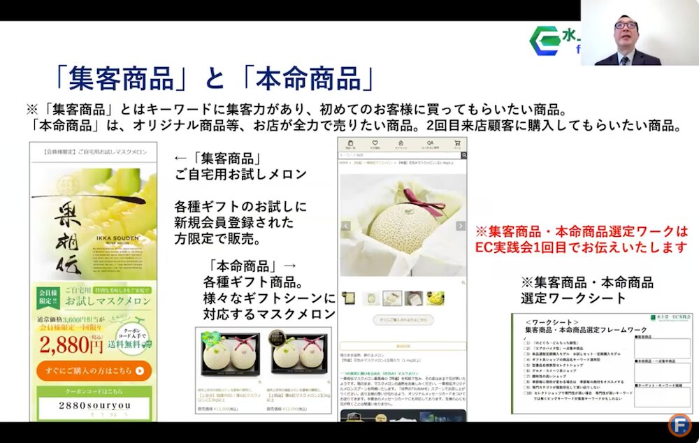 集客商品と本命商品
