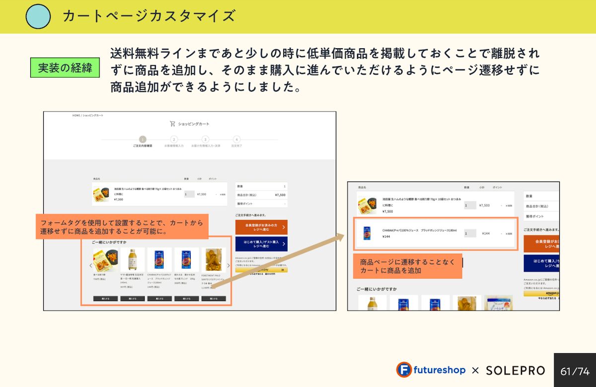 UXデザインの施策12 送料無料ラインの商品提案