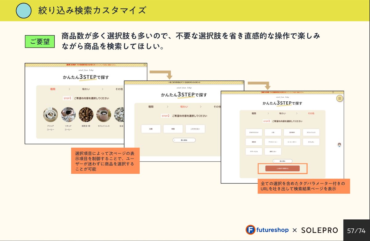 UXデザインの施策2 アンケート型の商品検索