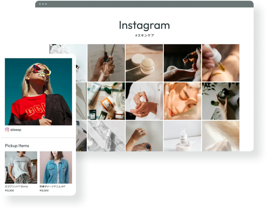 LEEEPでInstagramの投稿をECに掲載している様子